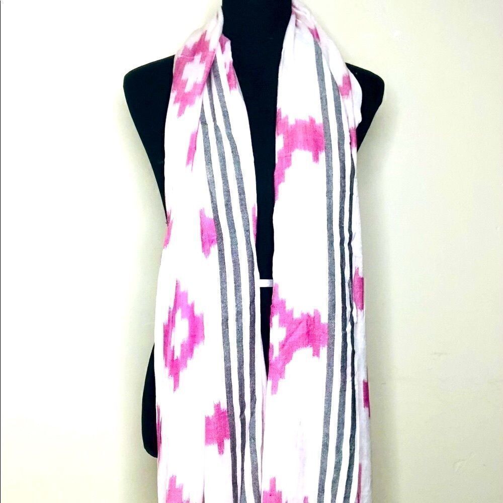 Trades of Hope Destination Wrap Scarf – Pink Ikat Shawl - Picture 4 of 10